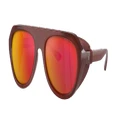 FERRARI Unisex Sunglasses FH2002QU - Frame color: Transparent Brown, Lens color: Mirror Red Polar