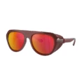 FERRARI Unisex Sunglasses FH2002QU - Frame color: Transparent Brown, Lens color: Mirror Red Polar