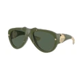 BURBERRY Unisex Sunglasses BE4433U - Frame color: Green Rubber, Lens color: Dark Green