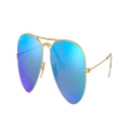 RAY-BAN Unisex Sunglasses RB3025 Aviator Flash Lenses - Frame color: Gold, Lens color: Blue