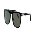 PERSOL Unisex Sunglasses PO3225S - Frame color: Black, Lens color: Green Polarized
