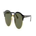 RAY-BAN Unisex Sunglasses RB4246 Clubround Classic - Frame color: Black, Lens color: Green