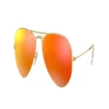 RAY-BAN Unisex Sunglasses RB3025 Aviator Flash Lenses - Frame color: Gold, Lens color: Orange Flash