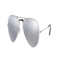 RAY-BAN Unisex Sunglasses RB3025 Aviator Mirror - Frame color: Silver, Lens color: Dark Grey