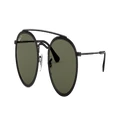 RAY-BAN Unisex Sunglasses RB3647N Round Double Bridge - Frame color: Black, Lens color: Green
