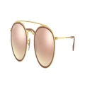 RAY-BAN Unisex Sunglasses RB3647N Round Double Bridge - Frame color: Gold, Lens color: Brown