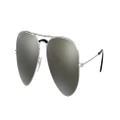 RAY-BAN Unisex Sunglasses RB3025 Aviator Mirror - Frame color: Silver, Lens color: Grey