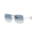 RAY-BAN Woman Sunglasses RB1971 Square 1971 Classic - Frame color: Silver, Lens color: Light Blue Gradient