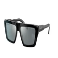 ARNETTE Unisex Sunglasses AN4281 Woobat - Frame color: Heathered Black Grey, Lens color: Grey Black Mirror