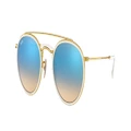 RAY-BAN Unisex Sunglasses RB3647N Round Double Bridge - Frame color: Gold, Lens color: Blue Flash