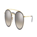 RAY-BAN Unisex Sunglasses RB3647N Round Double Bridge - Frame color: Gold, Lens color: Silver Gradient Flash