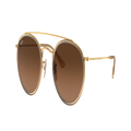 RAY-BAN Unisex Sunglasses RB3647N Round Double Bridge - Frame color: Gold, Lens color: Brown Gradient Grey