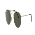 RAY-BAN Unisex Sunglasses RB8147M Round Double Bridge Titanium - Frame color: Gold, Lens color: Polarized Green Classic G-15