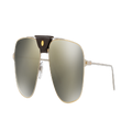 CARTIER Unisex Sunglasses CT0037S - Frame color: Gunmetal Brown, Lens color: Grey Mirror