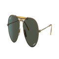 RAY-BAN Unisex Sunglasses RB8063 Titanium - Frame color: Antique Gold, Lens color: Polarized Dark Green Classic