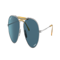 RAY-BAN Unisex Sunglasses RB8063 Titanium - Frame color: Silver, Lens color: Polarized Blue Classic