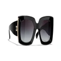 CHANEL Woman Sunglasses Rectangle Sunglasses CH5435 - Frame color: Black & Gold, Lens color: Grey