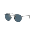 RAY-BAN Unisex Sunglasses RB8147M Round Double Bridge Titanium - Frame color: Silver, Lens color: Crystal Blue Polarized