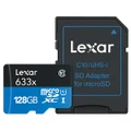 Lexar 633x MicroSD Memory Card w Adaptor - 128GB