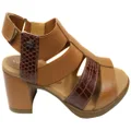 Opananken Chantel Womens Comfortable Leather Mid Heel Sandals Tan 9 AUS or 40 EUR