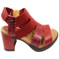 Opananken Chantel Womens Comfortable Leather Mid Heel Sandals Red 9 AUS or 40 EUR