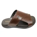 Savelli Banks Mens Comfortable Leather Slides Sandals Made In Brazil Brown 7 AUS or 41 EUR