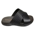 Savelli Henry Mens Comfortable Leather Slides Sandals Made In Brazil Black 7 AUS or 41 EUR