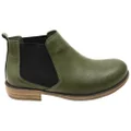 Orizonte Tambo Womens European Comfortable Leather Ankle Boots Khaki 6 AUS or 37 EUR