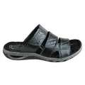 Pegada Evan Mens Leather Comfy Cushioned Slide Sandals Made In Brazil Black 12 AUS or 46 EUR
