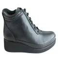 Orizonte Drew Womens European Comfortable Lace Up Leather Ankle Boots Black 11 AUS or 42 EUR