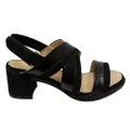 Opananken Nancie Womens Comfortable Leather Mid Heel Sandals Black 9 AUS or 40 EUR