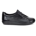 ECCO Womens Comfortable Leather Soft 2.0 Sneakers Shoes Black 7-7.5 AUS or 38 EUR