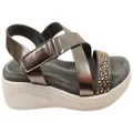 Scholl Orthaheel Sunny Womens Comfortable Memory Foam Sandals Pewter 7 AUS or 38 EUR