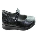 Homyped Sierra Womens Supportive Leather Comfortable Mary Jane Shoes Black Croc 6.5 US