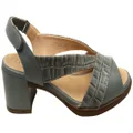 Opananken Raquel Womens Comfortable Leather Mid Heel Sandals Grey 7 AUS or 38 EUR