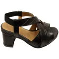 Opananken Madison Womens Comfortable Leather Low Heel Sandals Black 7 AUS or 38 EUR