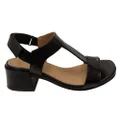 Opananken Ranni Womens Comfortable Leather Mid Heel Sandals Black 6 AUS or 37 EUR
