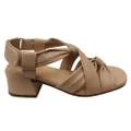Opananken Vita Womens Comfortable Leather Mid Heel Sandals Nude 8 AUS or 39 EUR