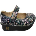 Alegria Paloma Womens Comfortable Leather Mary Jane Shoes Black Floral Print 9-9.5 US or 39 EUR