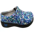 Alegria Kayla Womens Comfortable Leather Open Back Shoes Blue Multi 10.5 US or 41 EUR