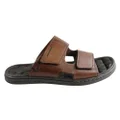 Pegada Fletcher Mens Cushioned Leather Slide Sandals Made In Brazil Brown 7 AUS or 41 EUR