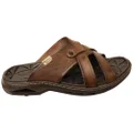 Pegada Carvo Mens Comfortable Leather Slides Sandals Made In Brazil Brown 7 AUS or 41 EUR