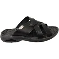 Pegada Carvo Mens Comfortable Leather Slides Sandals Made In Brazil Black 7 AUS or 41 EUR