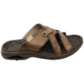 Pegada Carvo Mens Comfortable Leather Slides Sandals Made In Brazil Taupe 7 AUS or 41 EUR