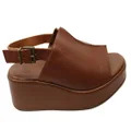 Via Paula Charlene Womens Brazilian Comfort Leather Platform Sandals Brown 6 AUS or 37 EUR