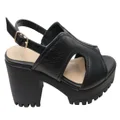 Via Paula Neolla Womens Brazilian Comfortable Leather Platform Heels Black 7 AUS or 38 EUR