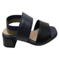 Via Paula Verity Womens Brazilian Comfortable Leather Low Heel Sandals Black Navy 8 AUS or 39 EUR