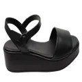 Via Paula Silvia Womens Brazilian Comfort Leather Platform Sandals Black 8 AUS or 39 EUR