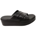 Via Paula Ginza Womens Brazilian Leather Platform Slides Sandals Black 7 AUS or 38 EUR