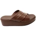 Via Paula Ginza Womens Brazilian Leather Platform Slides Sandals Brown 6 AUS or 37 EUR